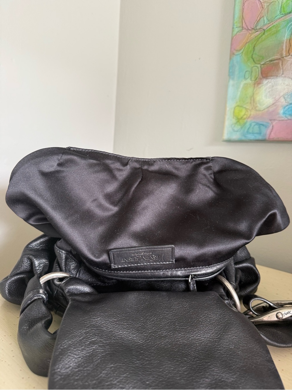 Yves Saint Laurent Black Gathered Leather Shoulder Bag - Picture 8 of 16